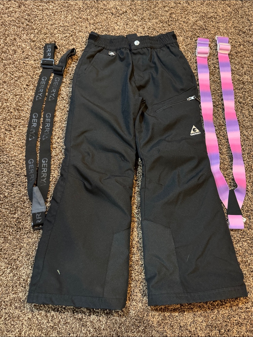 Gerry Weber Kids Black Snow Pants with Removable Pink-Purple Ombre Suspenders